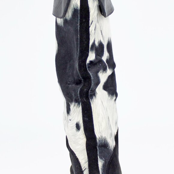Stuart Weitzman Cow-Print Pony Hair Below the Knee Flat Boots - Picture 7 of 11